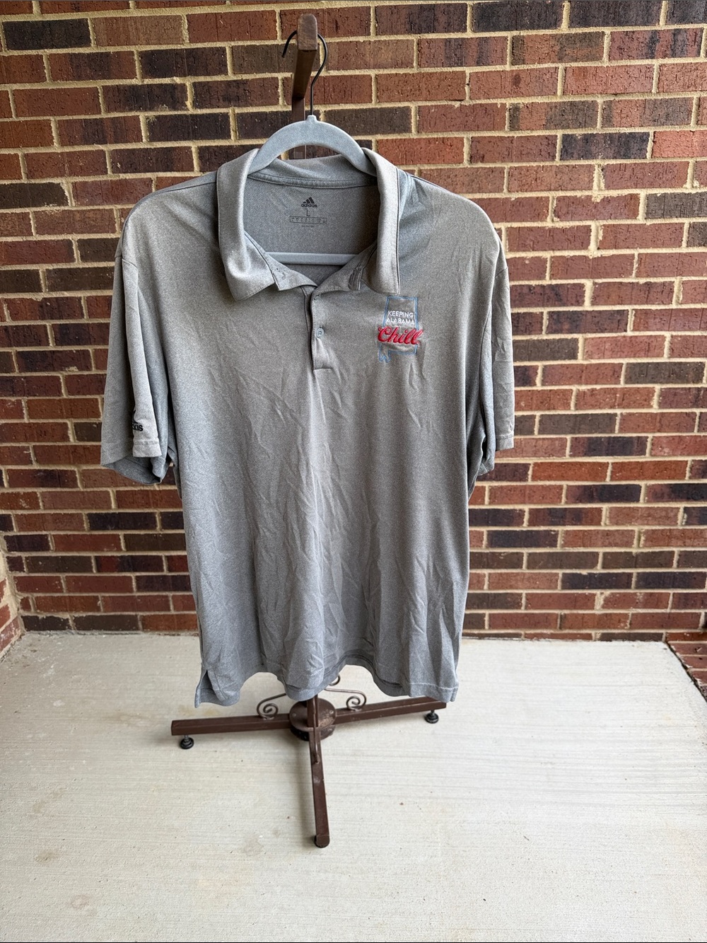 adidas Men’s Light Gray Performance Polo with Embroidered Chest Logo